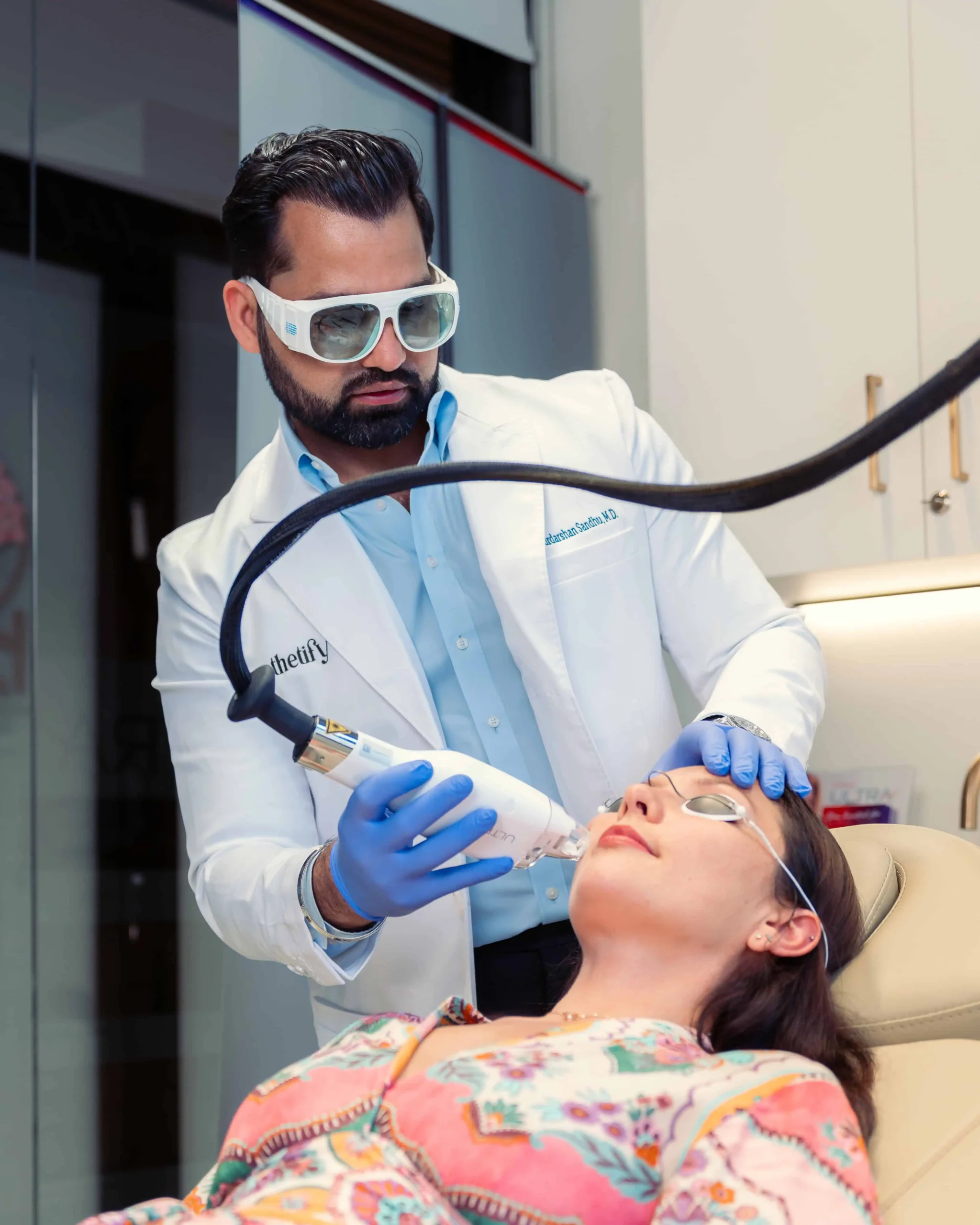 Esthetician giving Lutronic ULTRA Laser treatment | Aesthetify | Watchung, NJ | New York, NY